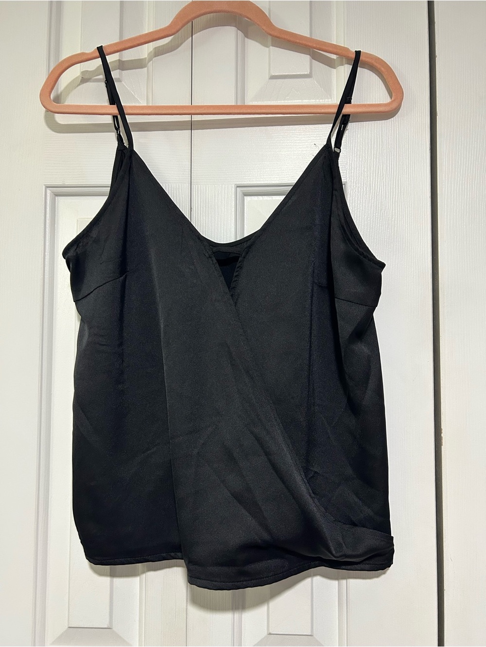 Black satin slip top